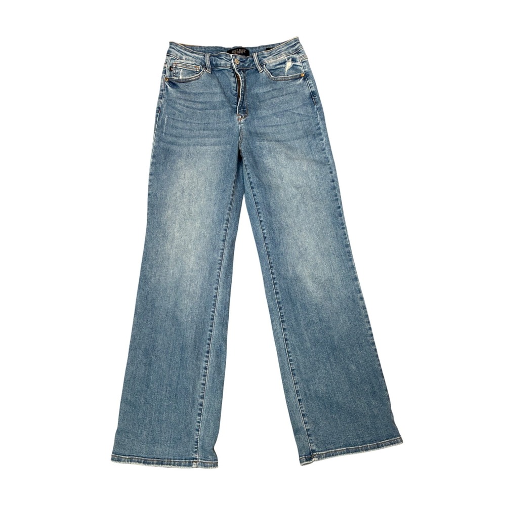Judy Blue Wide Leg High Rise Distressed Jeans Medium Wash JB88354 MD Size 30